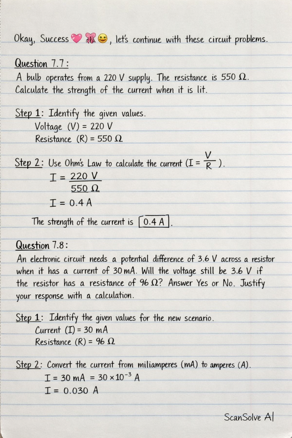 Handwritten step-by-step solution preview