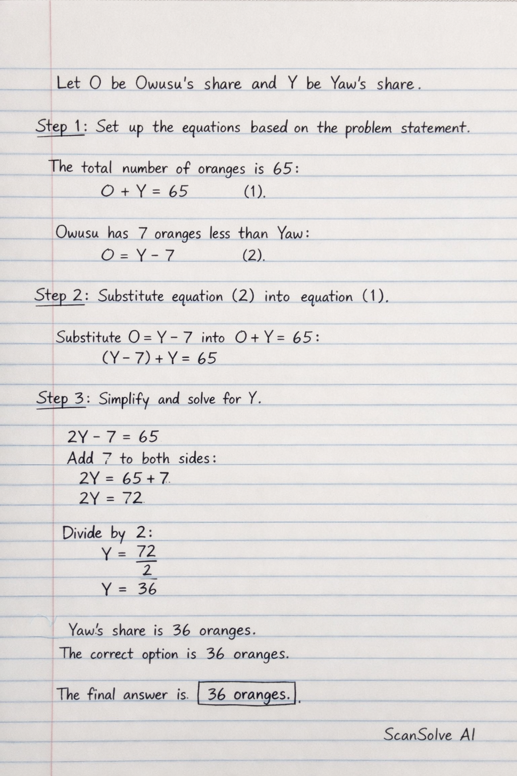 Handwritten step-by-step solution preview