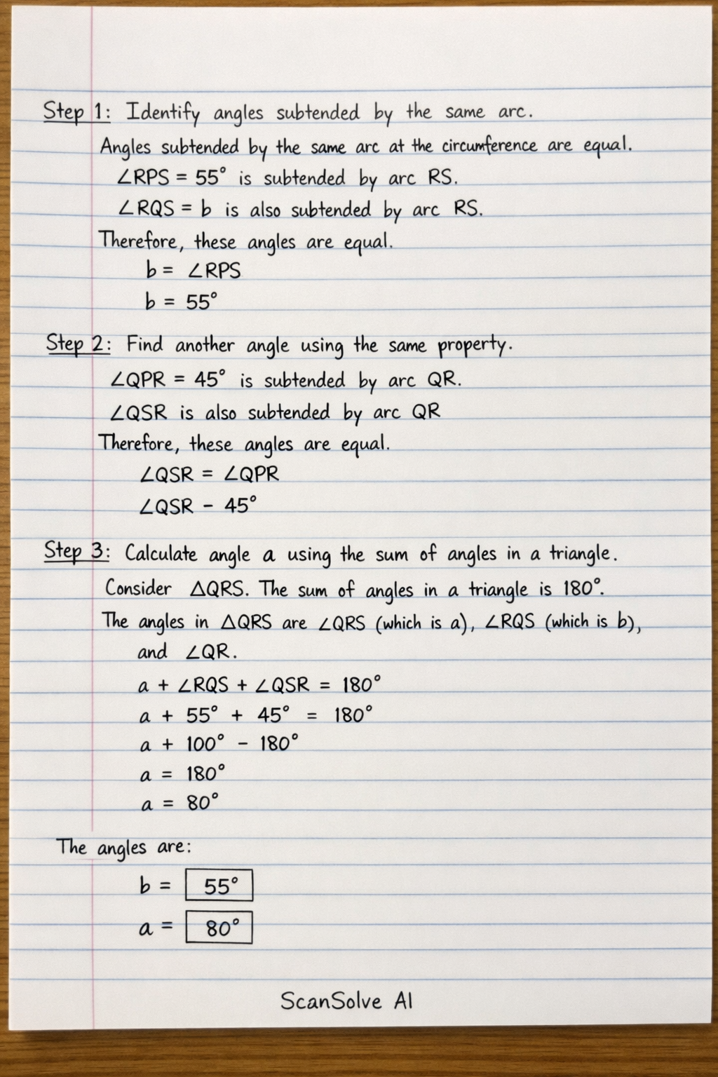 Handwritten step-by-step solution preview