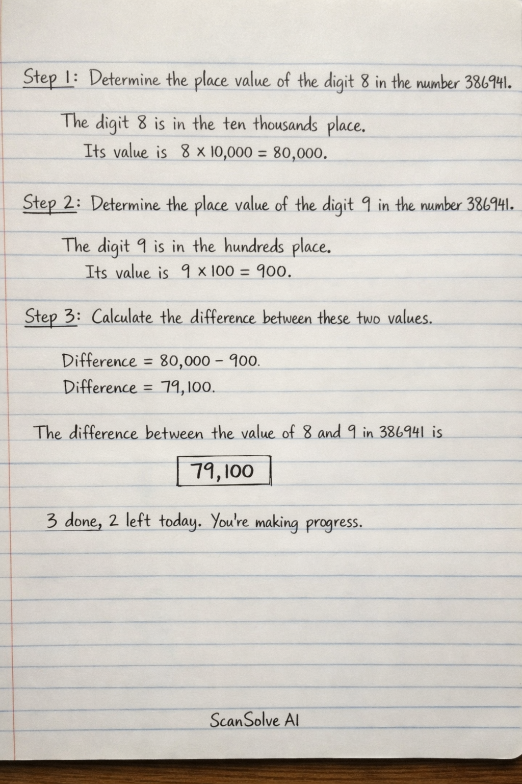 Handwritten step-by-step solution preview