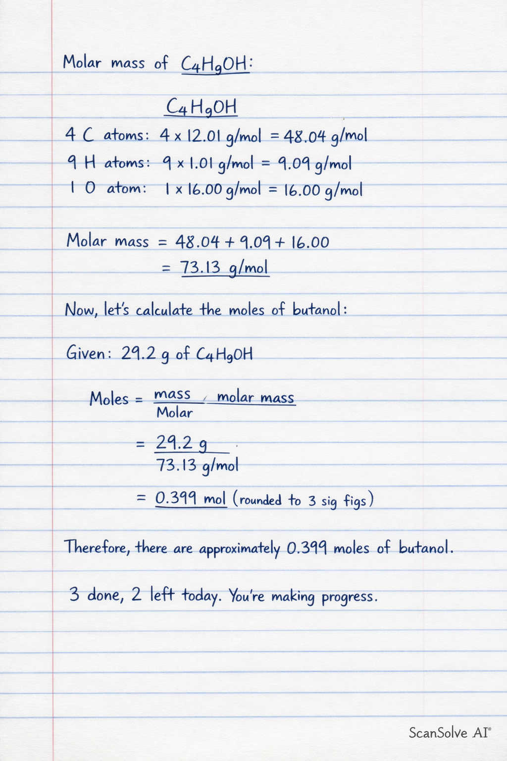Handwritten step-by-step solution preview
