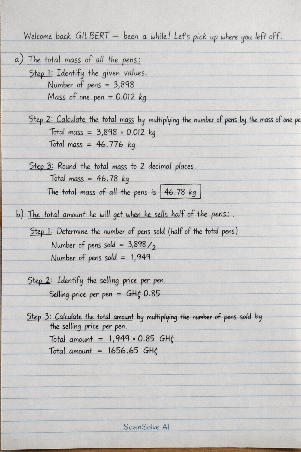 Handwritten step-by-step solution preview