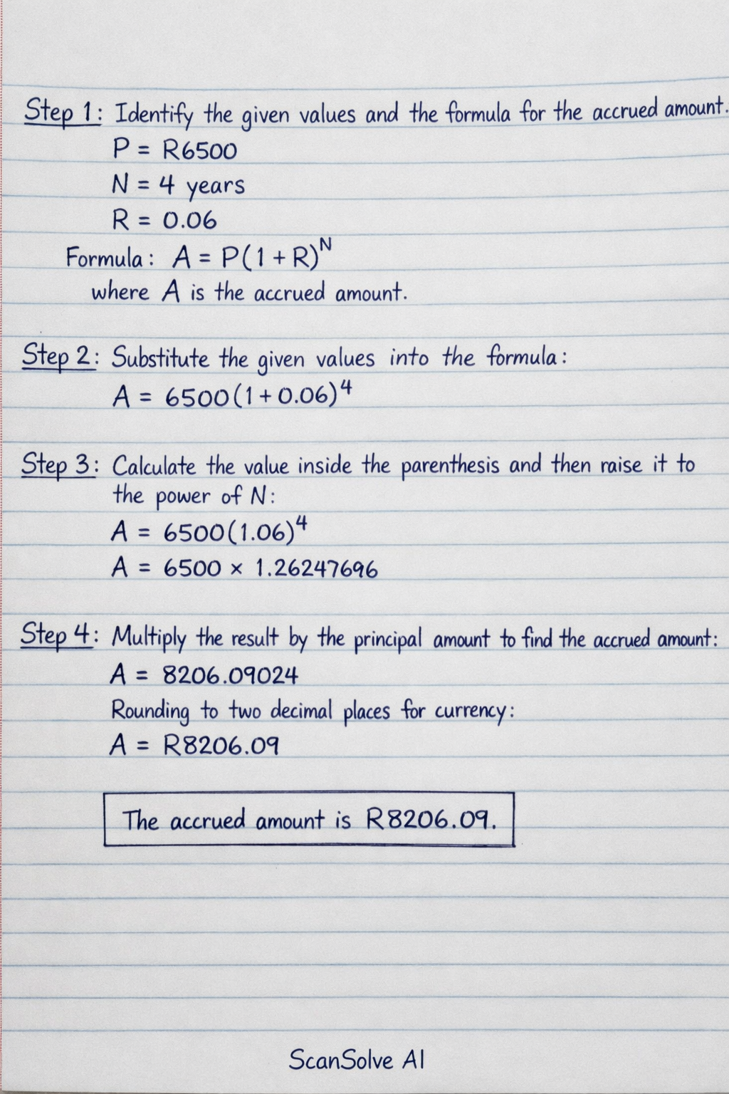 Handwritten step-by-step solution preview