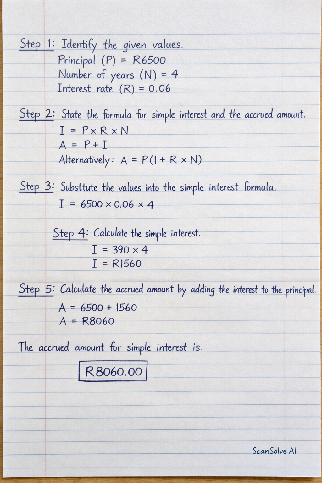 Handwritten step-by-step solution preview
