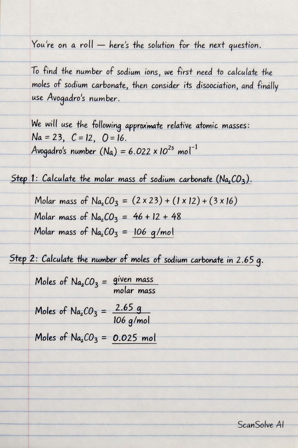 Handwritten step-by-step solution preview