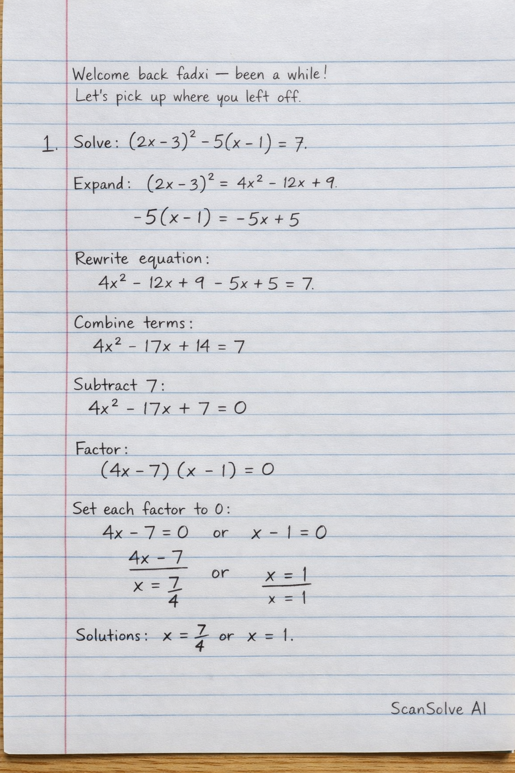 Handwritten step-by-step solution preview