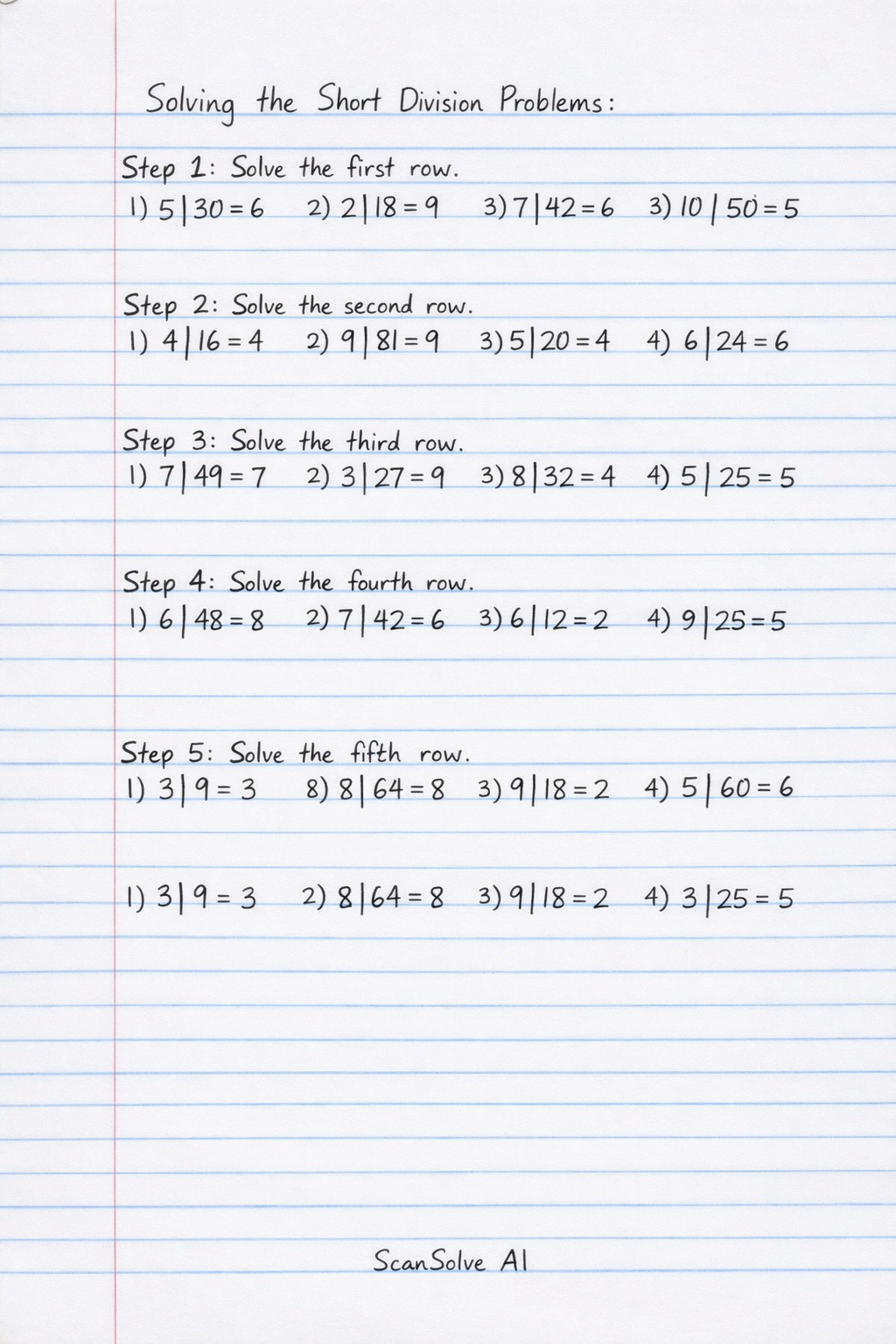 Math Questions Division Solved: Do short division by using multi… | Mathematics | ScanSolve