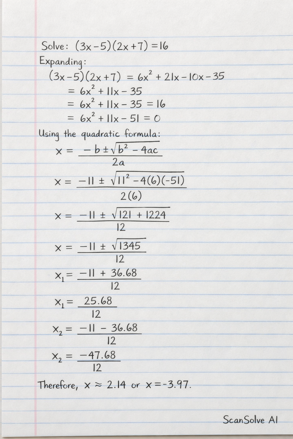 Handwritten step-by-step solution preview