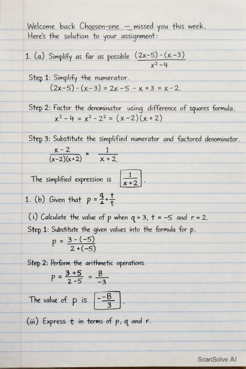 Handwritten step-by-step solution preview