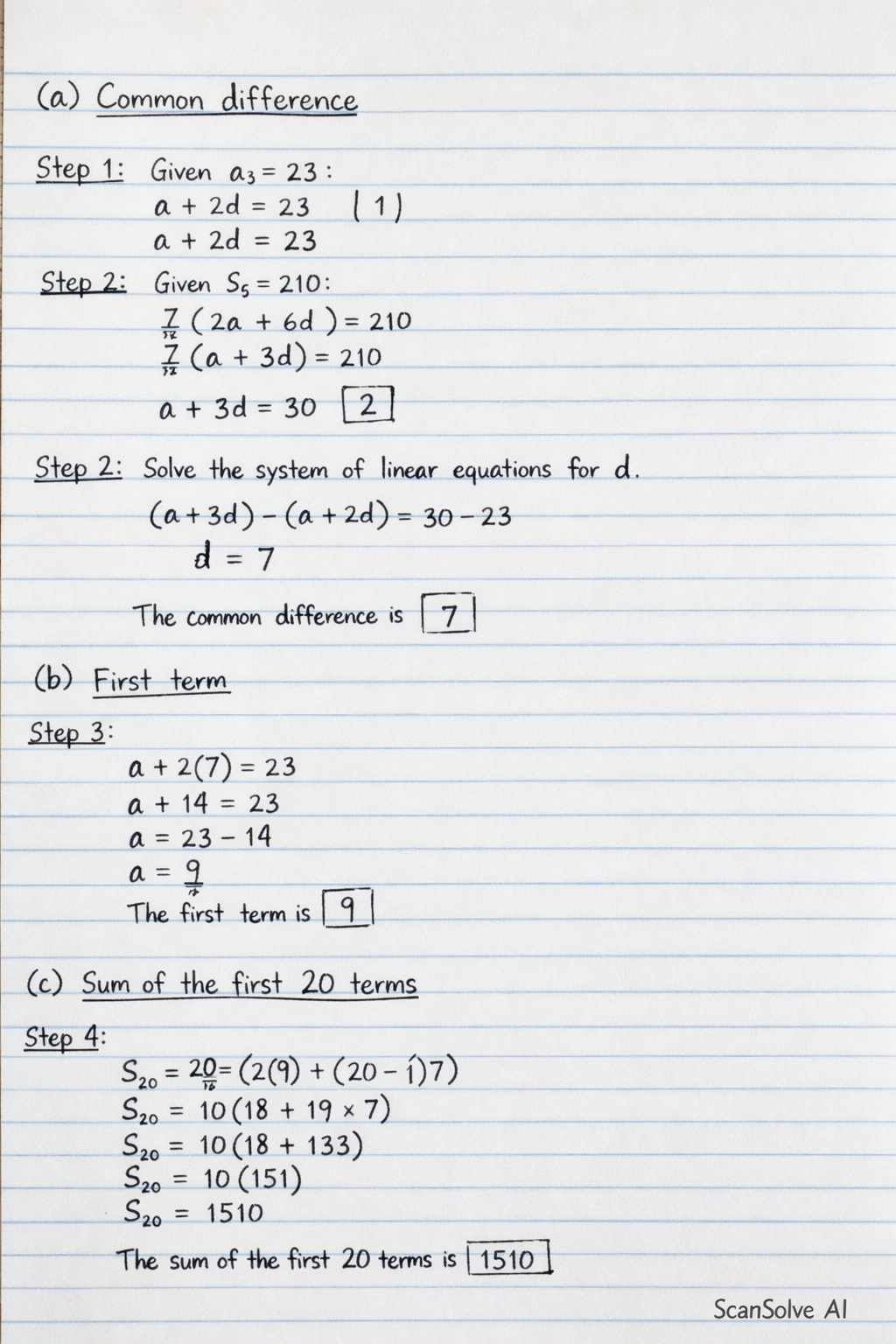 Handwritten step-by-step solution preview
