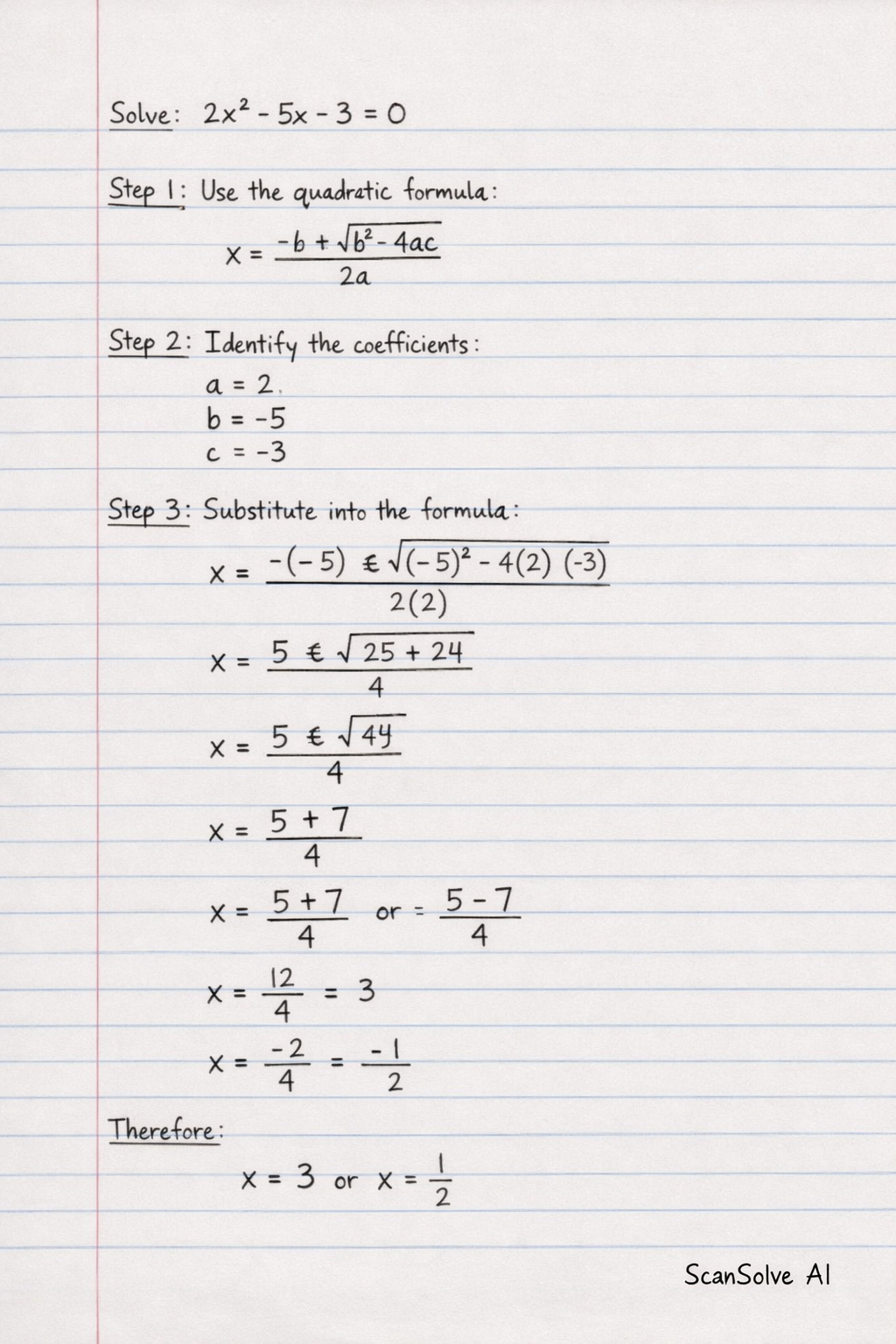Handwritten step-by-step solution preview