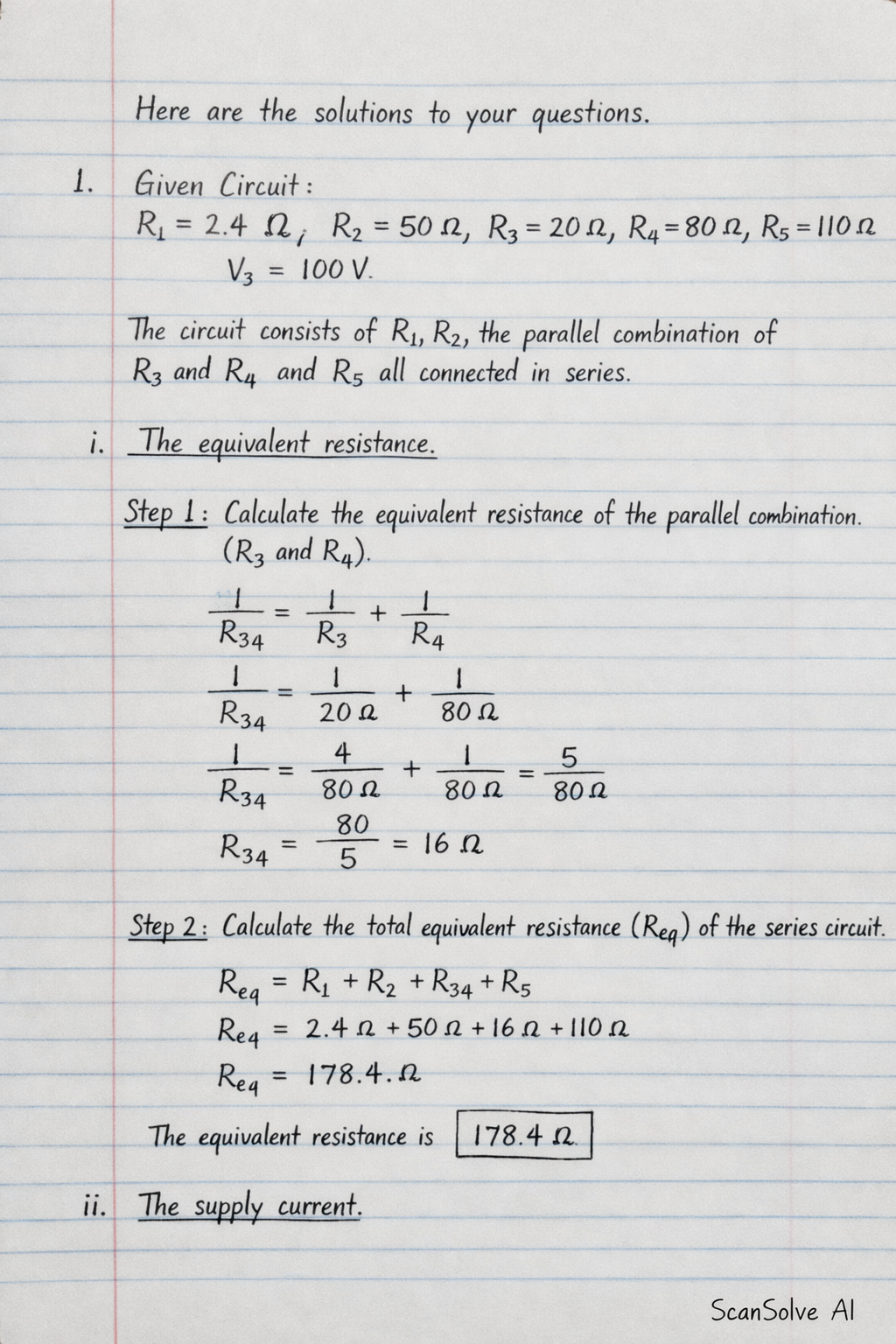 Handwritten step-by-step solution preview