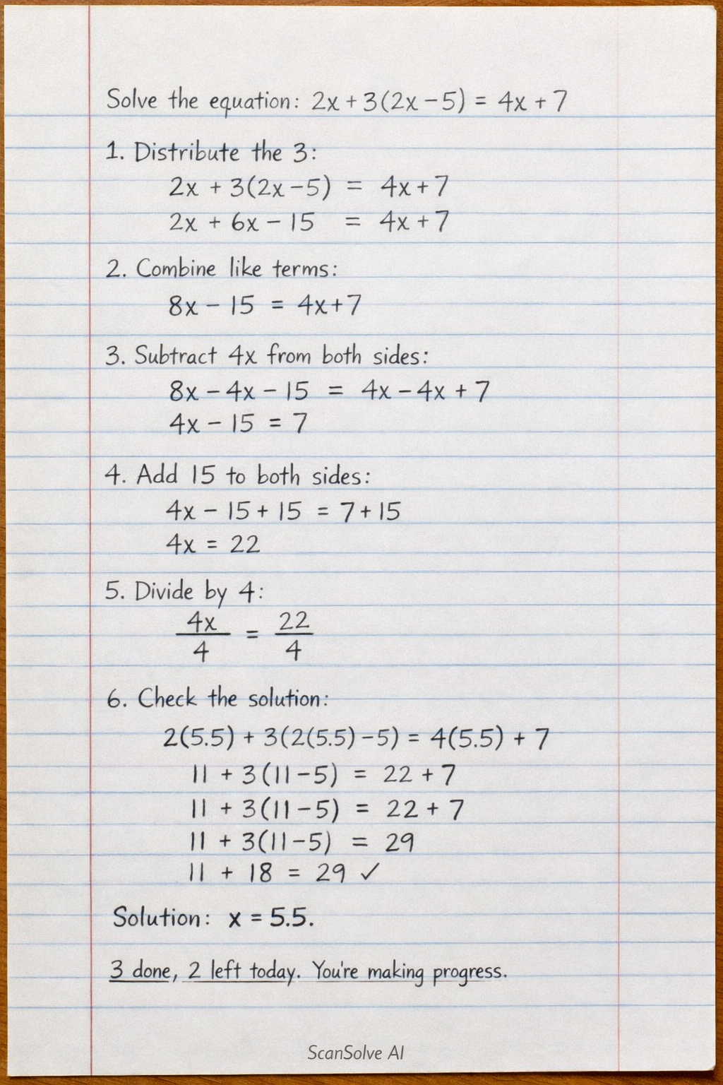 Handwritten step-by-step solution preview
