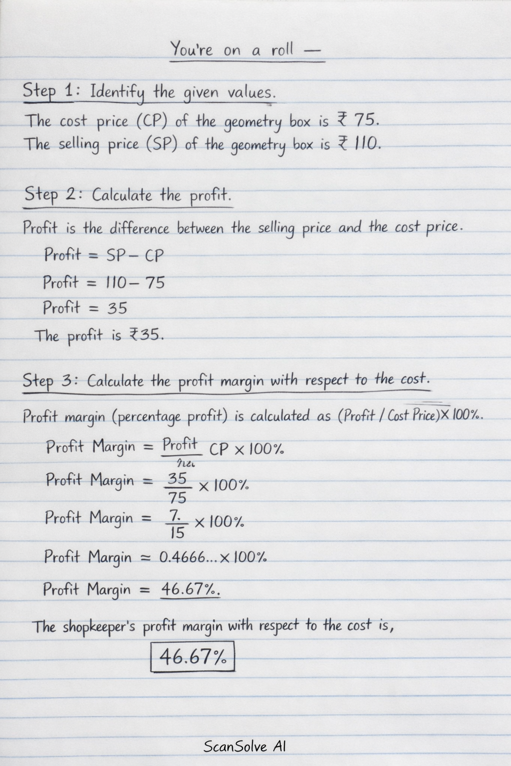 Handwritten step-by-step solution preview