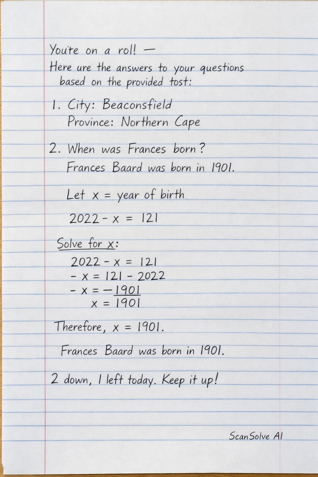 Handwritten step-by-step solution preview