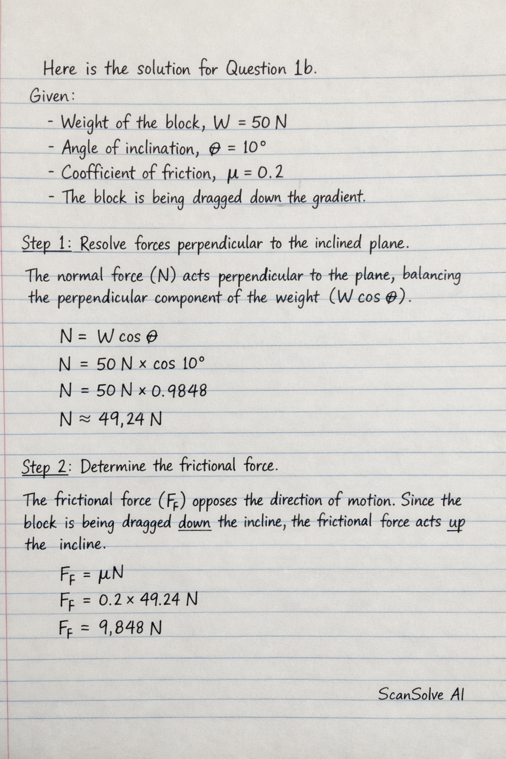 Handwritten step-by-step solution preview