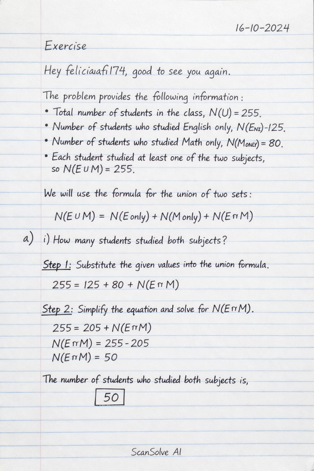 Handwritten step-by-step solution preview