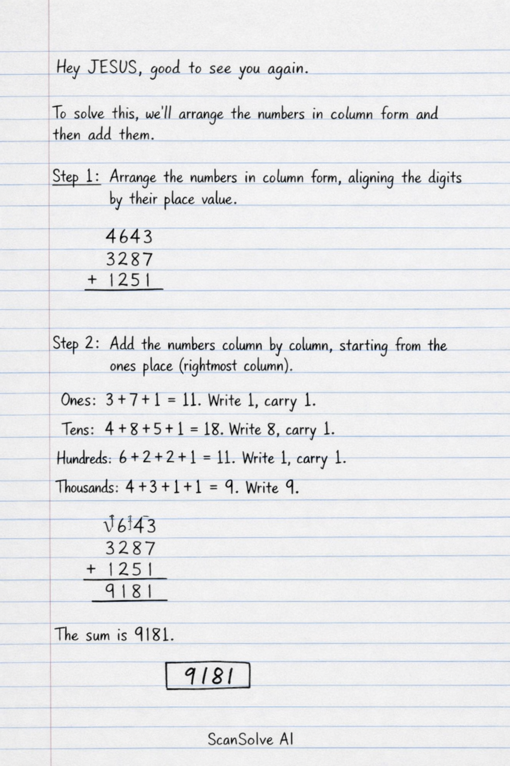 Handwritten step-by-step solution preview