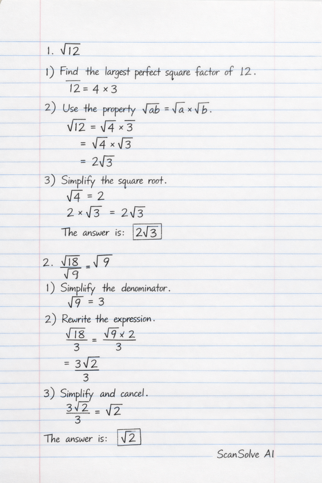 Handwritten step-by-step solution preview