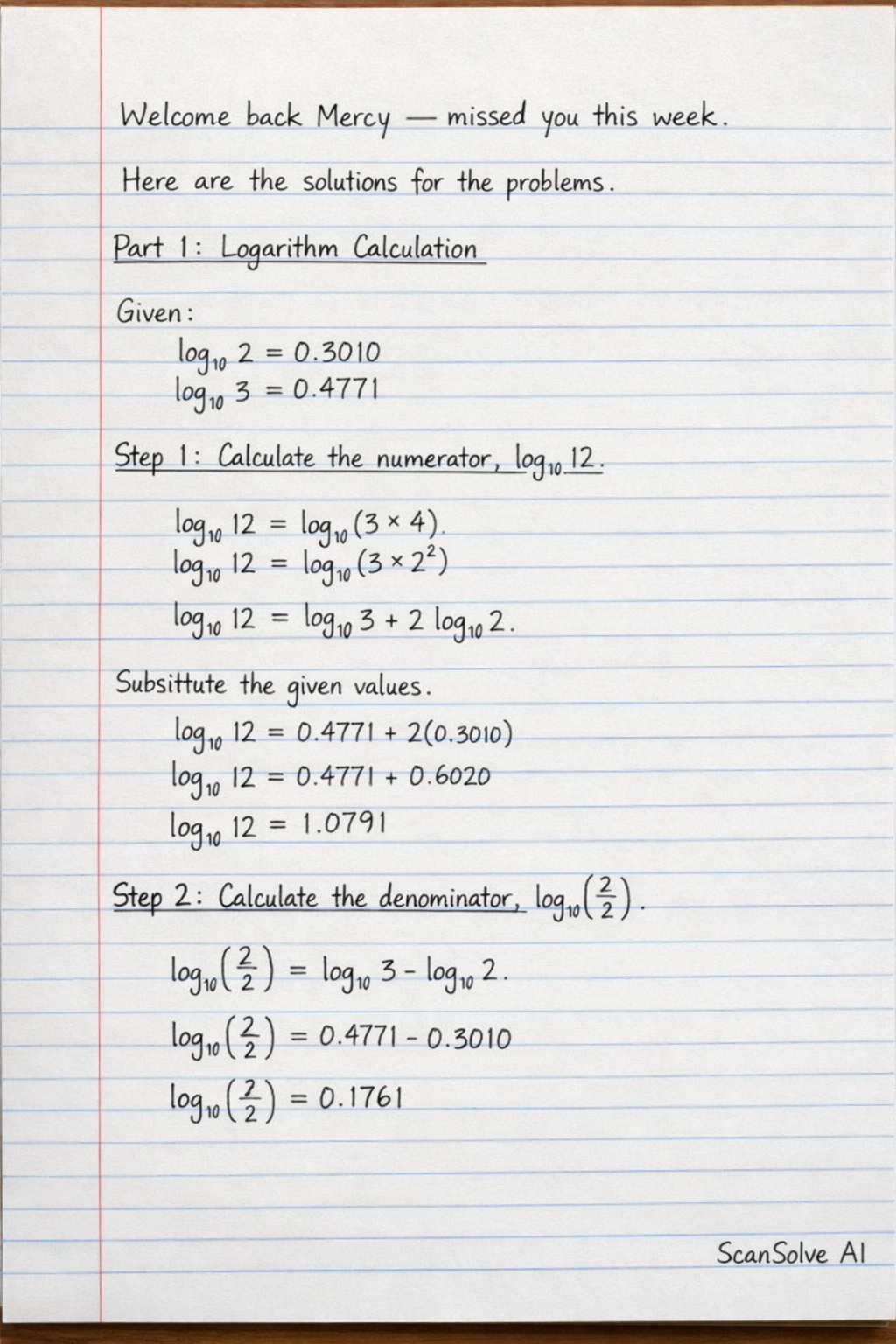 Handwritten step-by-step solution preview