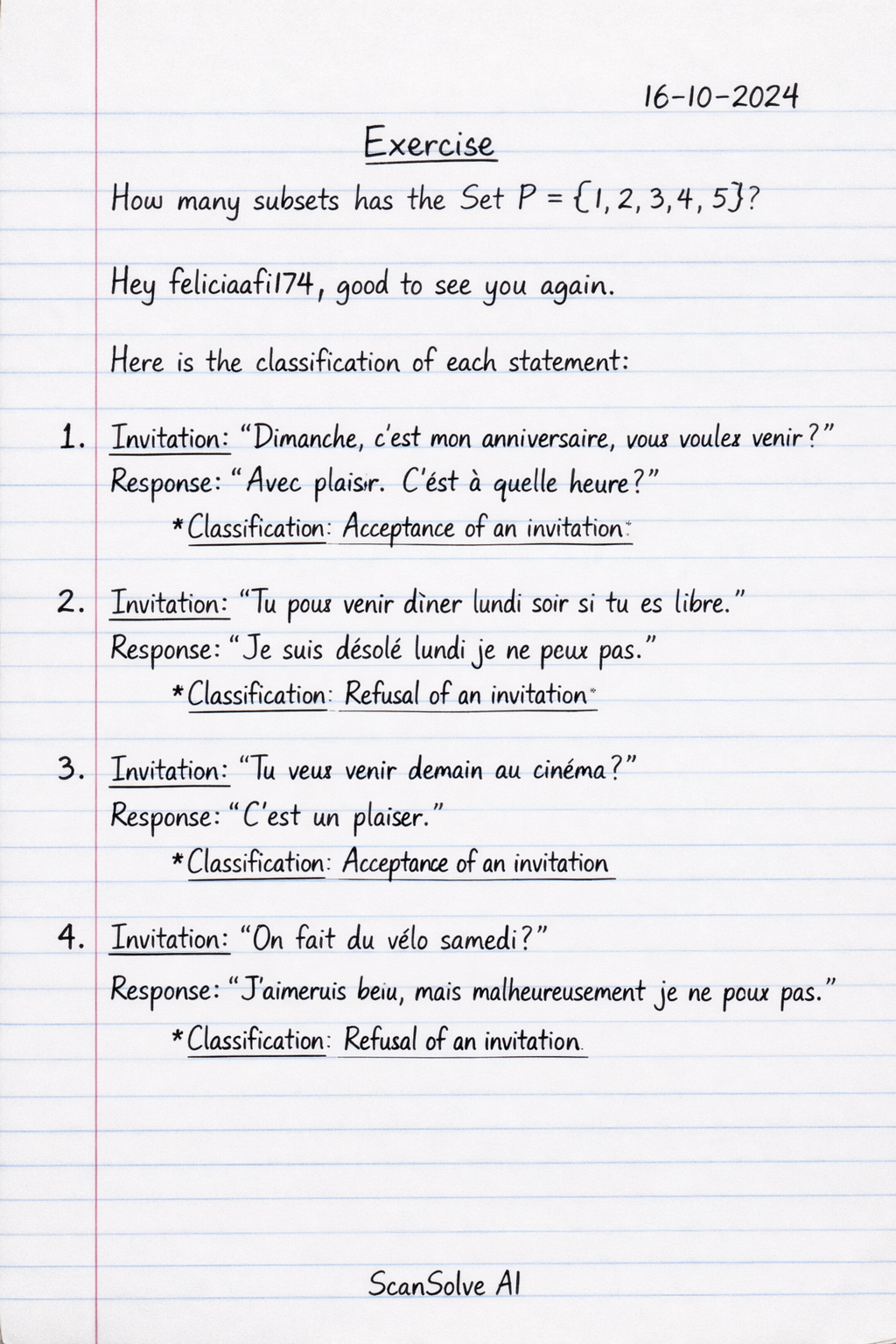 Solved: List the statement below under Acceptance of an… | ScanSolve