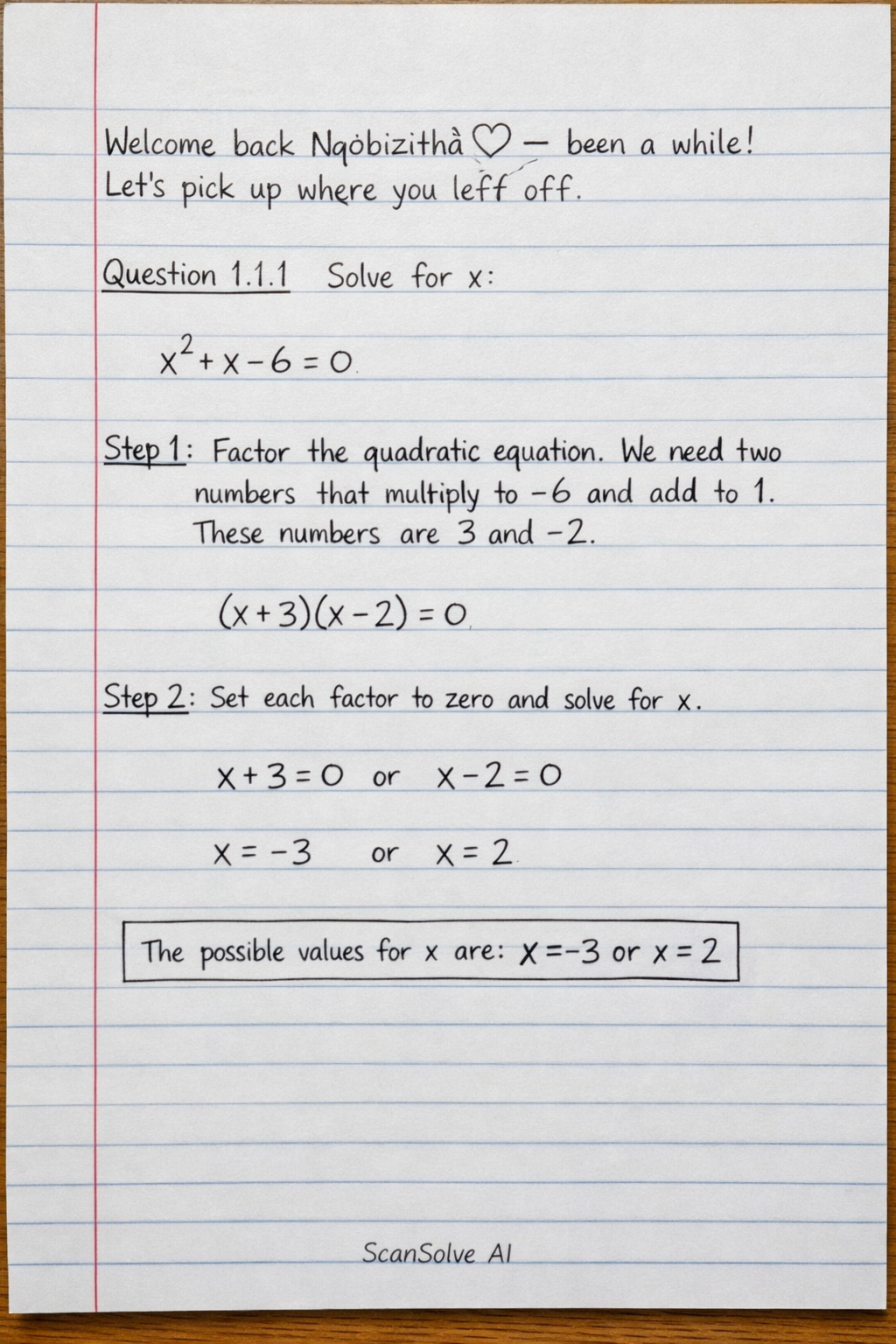 Handwritten step-by-step solution preview