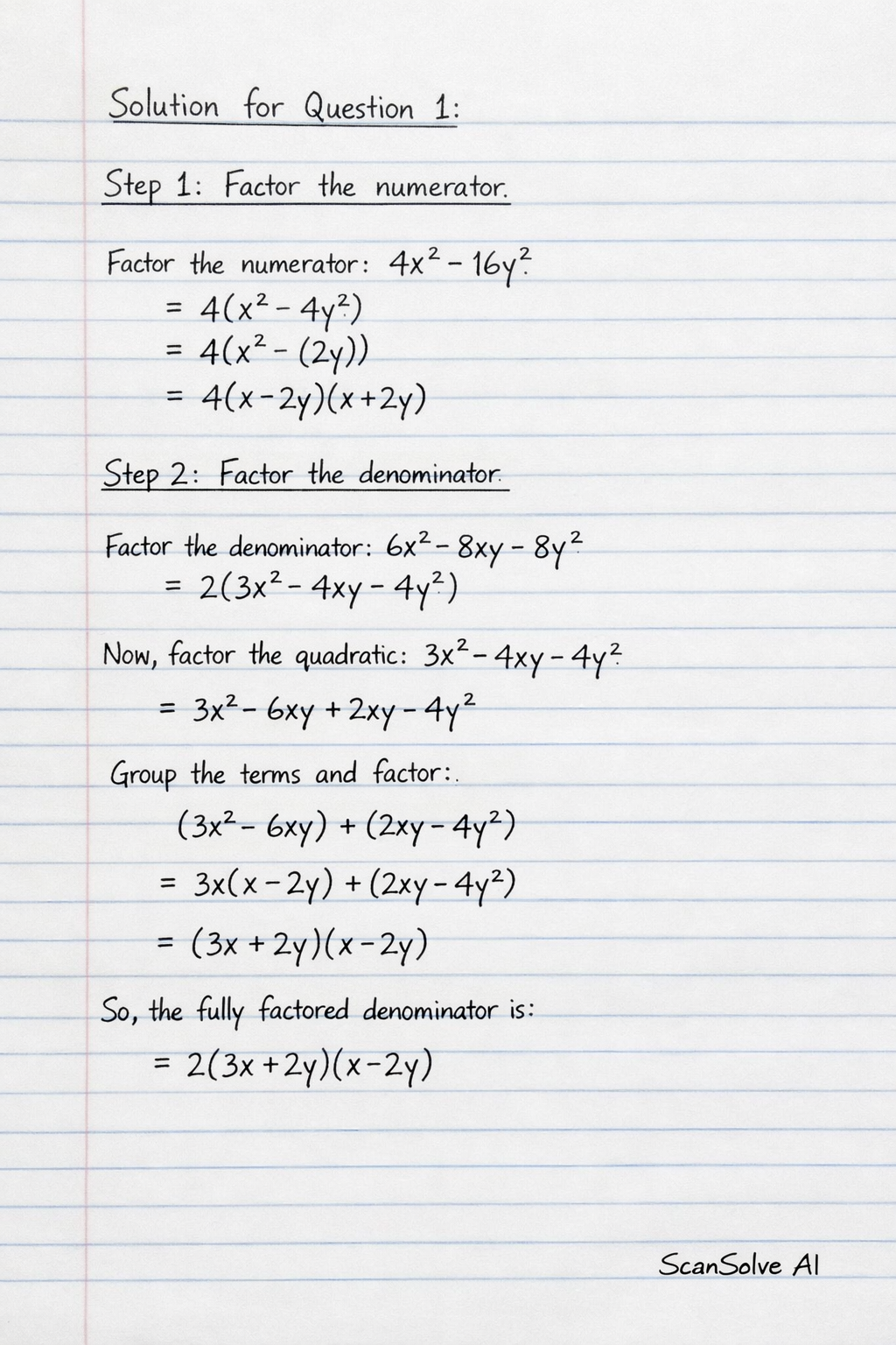 Handwritten step-by-step solution preview