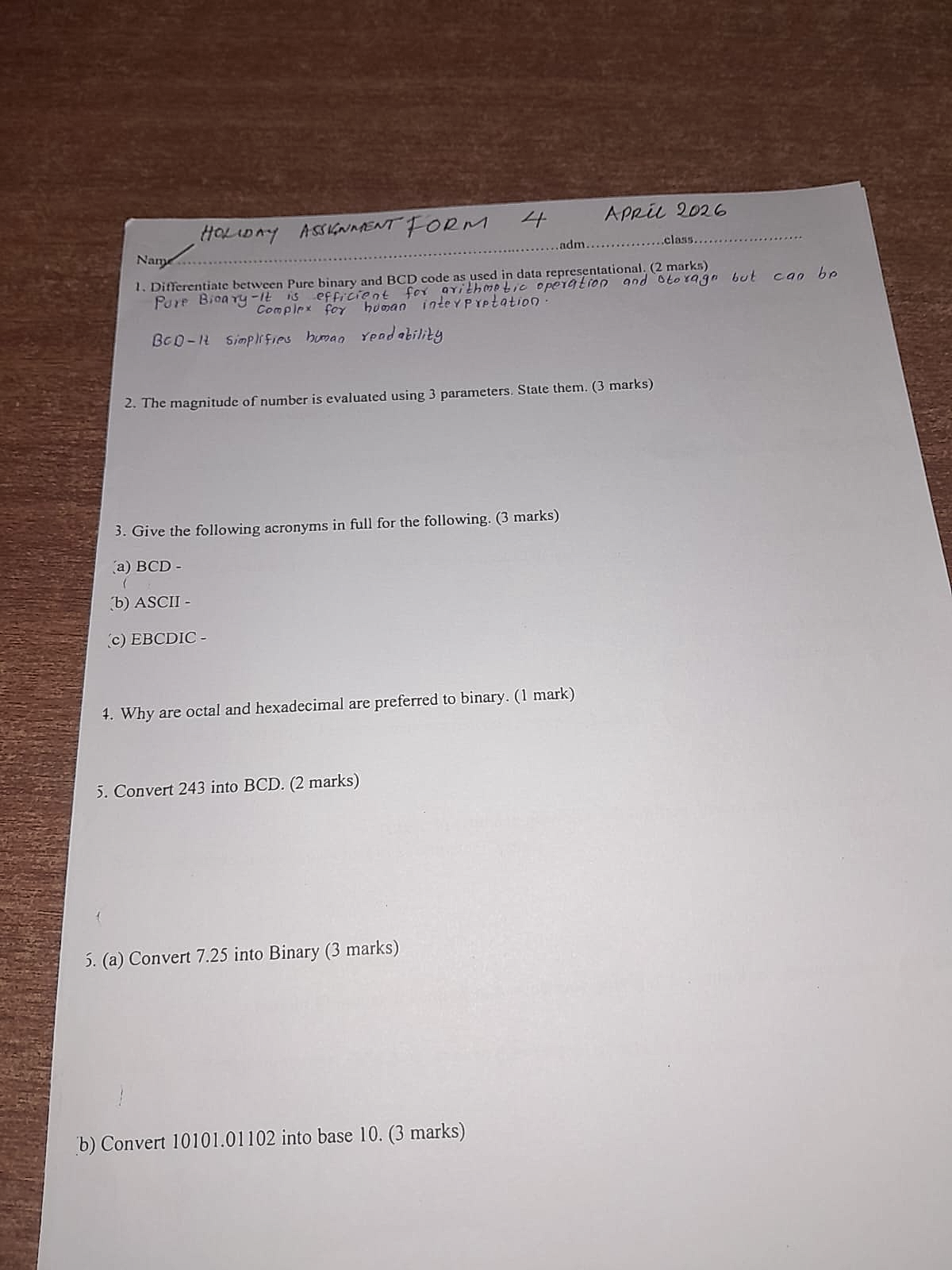 Homework photo