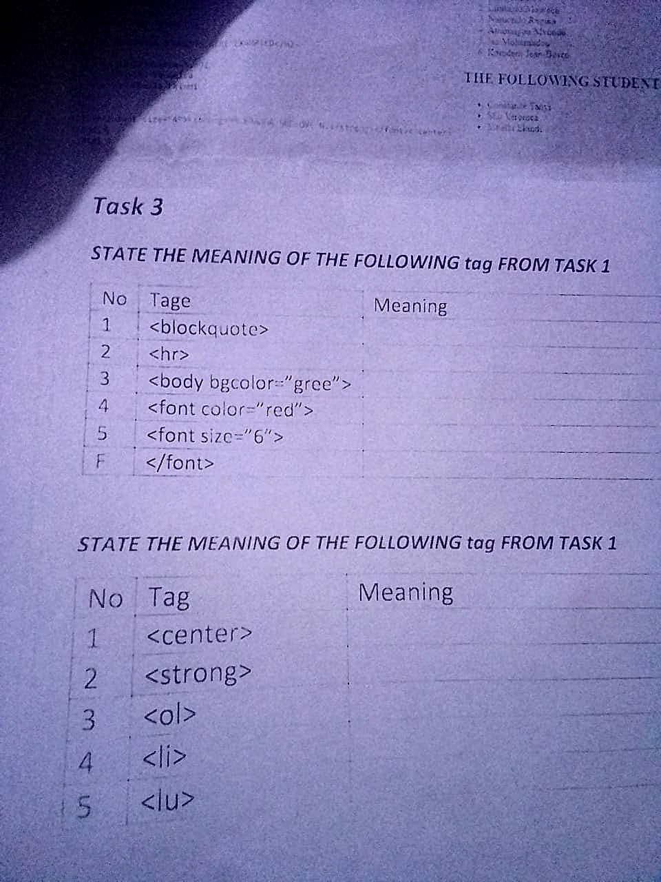 Homework photo