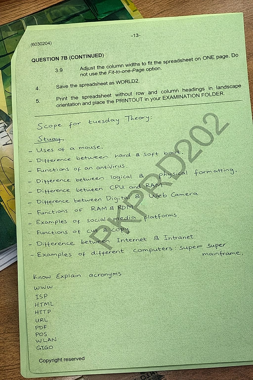 Homework photo