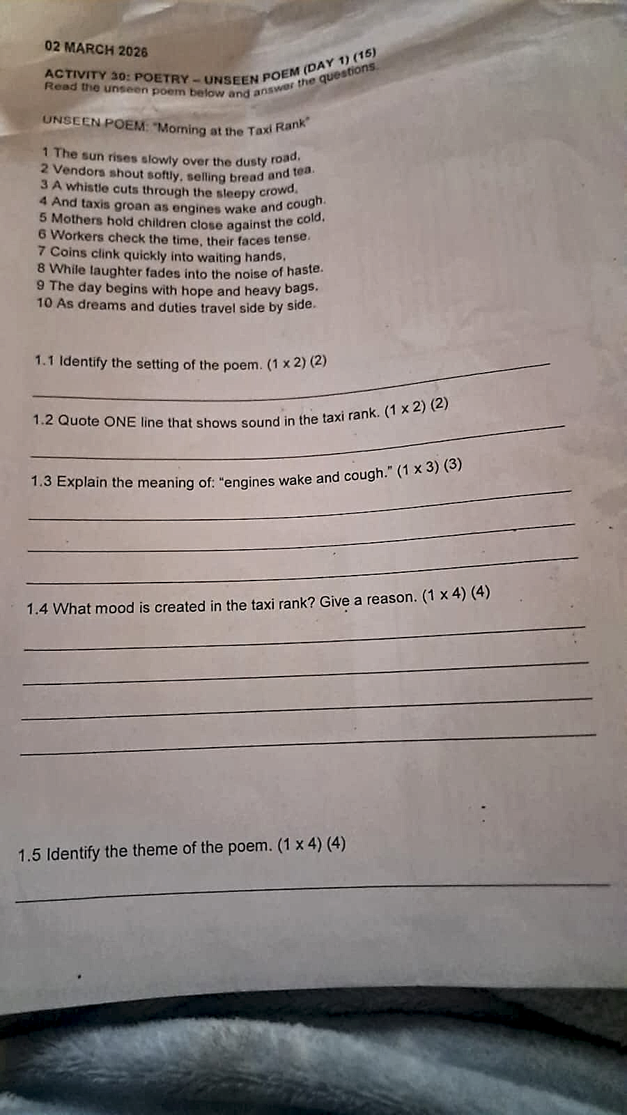 Homework photo