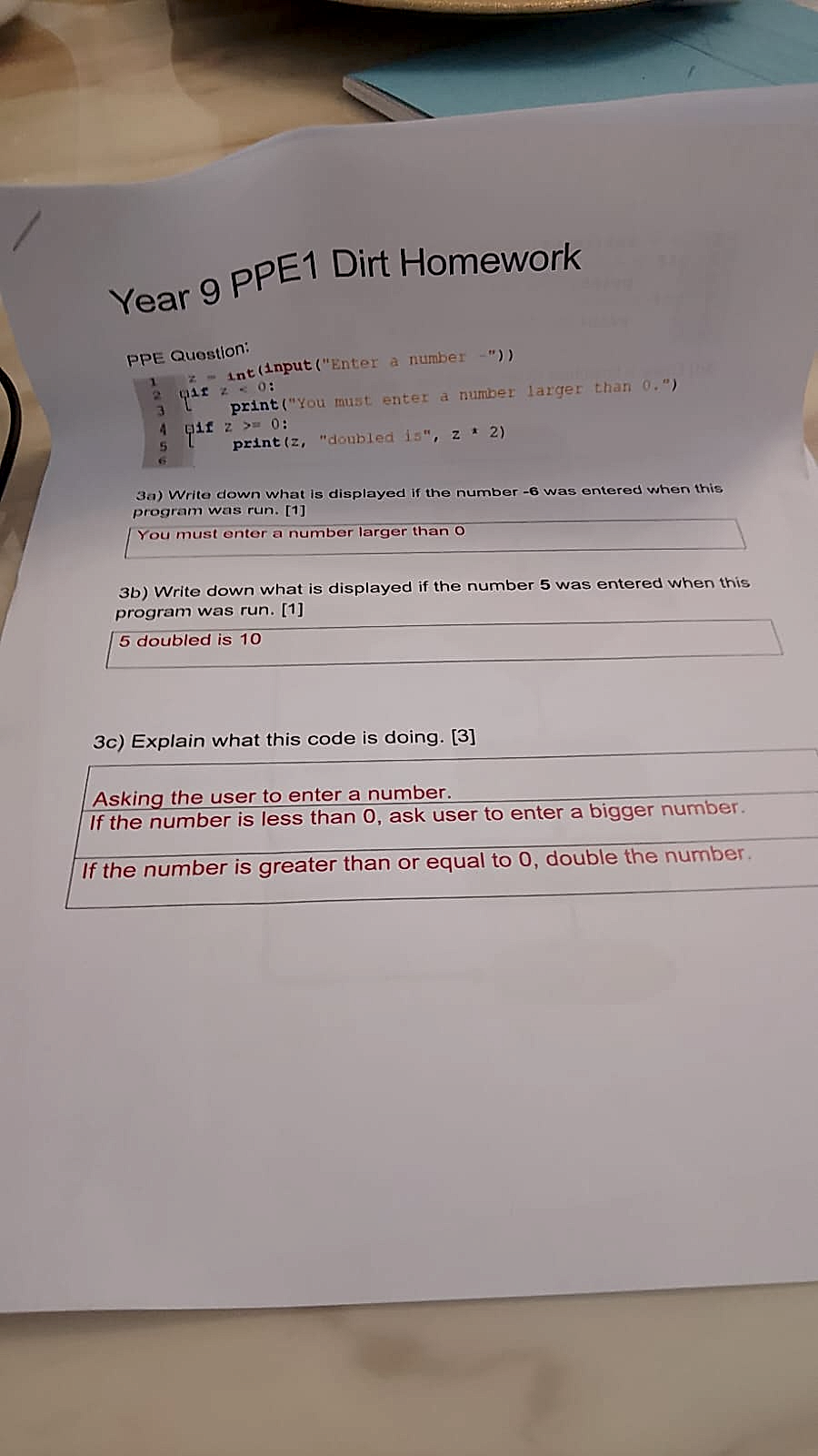 Homework photo