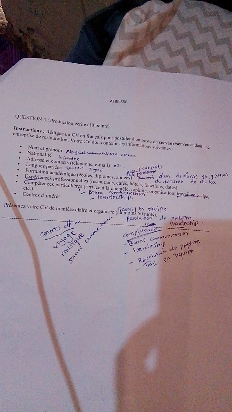Homework photo