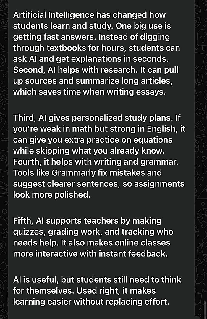 Homework photo