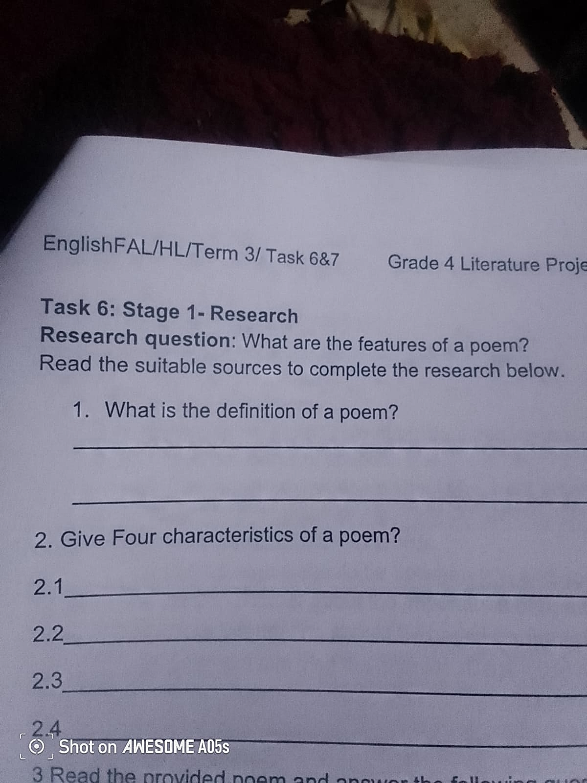Homework photo
